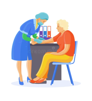 Lab technician taking blood from patient.